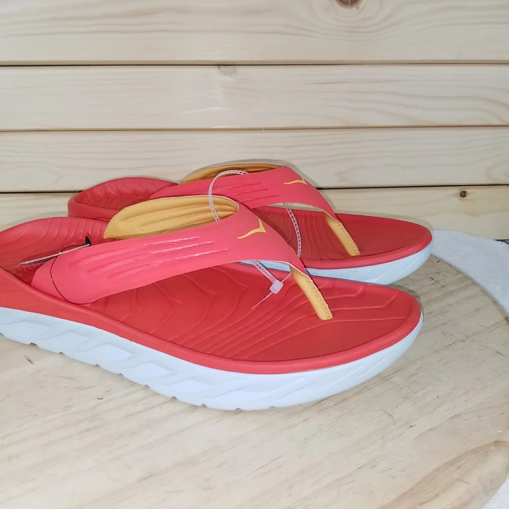 Hoka One One Ora Recovery Flip Flops Men's 14 US Fiesta Amber Yellow NEW